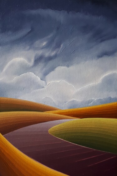 Peinture intitulée "Les lignes imaginai…" par Frédéric Letrun, Œuvre d'art originale, Huile Monté sur Panneau de bois