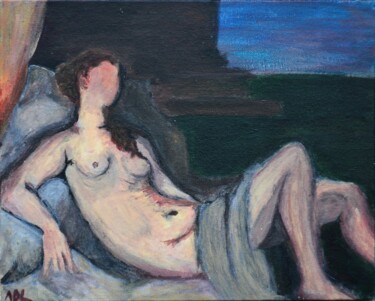 Painting titled "Danaé (d'après Titi…" by Alexandre David Lejuez, Original Artwork, Acrylic Mounted on Cardboard
