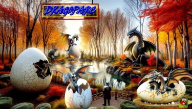 数字艺术 标题为“DRAGOPARC” 由Pierre Peytavin, 原创艺术品, AI生成的图像