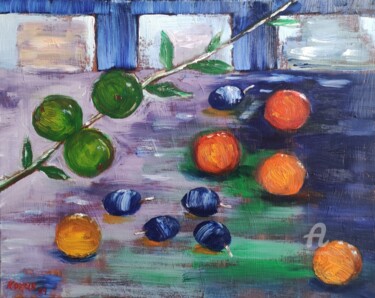 Peinture intitulée "Nature morte aux po…" par Kozar, Œuvre d'art originale, Huile Monté sur Châssis en bois