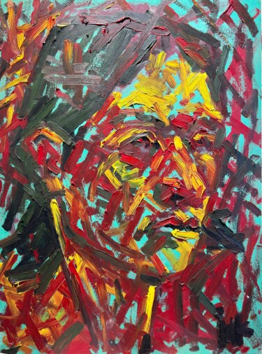 Painting titled "Gaze" by Nazar Ivanyuk, Original Artwork, Oil Mounted on Other rigid panel