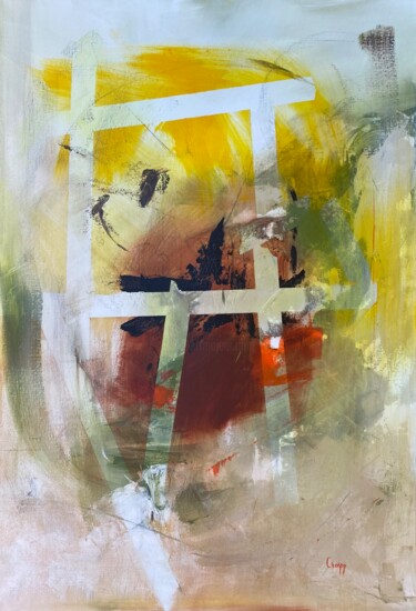 Painting titled "Ecrin nature" by Monique Crespy, Original Artwork, Acrylic Mounted on Wood Stretcher frame