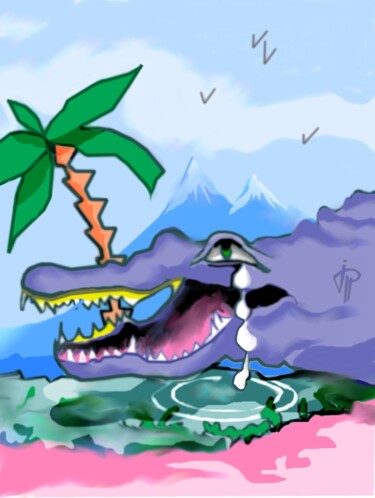 Artes digitais intitulada "crocodile tears" por Jean Pierre Poveda, Obras de arte originais, Pintura digital