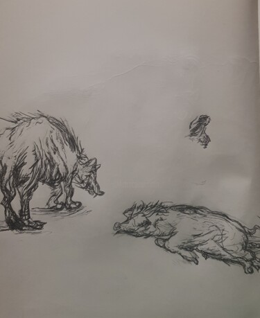 Drawing titled "Studio di due porce…" by Alex Iattarelli (Al_iatar), Original Artwork, Pencil