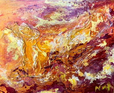 绘画 标题为“Scène Volcanique” 由Nathalie Morin, 原创艺术品, 丙烯 安装在木质担架架上