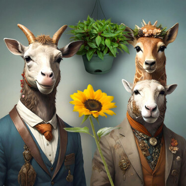 Arts numériques intitulée "Photos de Famille 🌻❤️" par Karine Garelli (Reds Robin), Œuvre d'art originale, Image générée par l…