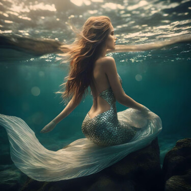 Arts numériques intitulée "Sirène" par Karine Garelli (Reds Robin), Œuvre d'art originale, Image générée par l'IA