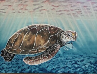 绘画 标题为“La tortue marine” 由Jennifer Tyrode, 原创艺术品, 粉彩