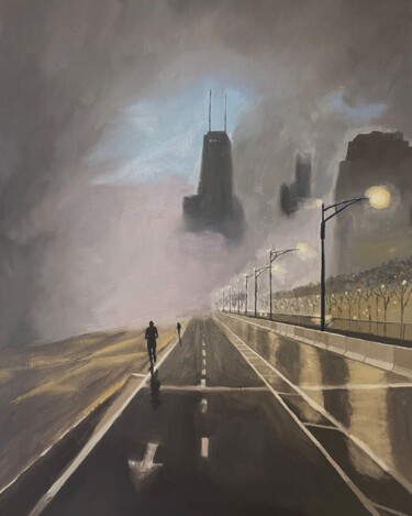 Peinture intitulée "Chicagotham" par Sophie Cousineau, Œuvre d'art originale, Huile Monté sur Châssis en bois