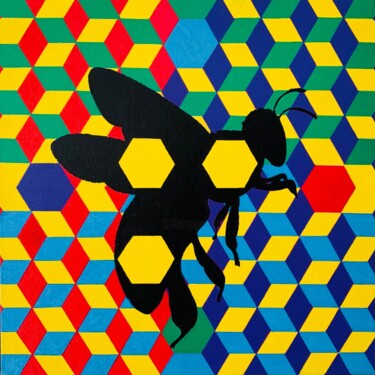 绘画 标题为“-AbEiLLe;•)” 由Yoks, 原创艺术品, 丙烯 安装在木质担架架上