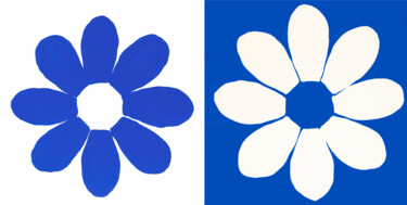 Two flowers in blue and white colours 2 "Two flowers in blue…" başlıklı Tablo Irina Afonskaya tarafından, Orijinal sanat, Akrilik Ahşap Sedye çerçevesi üzerine mont…