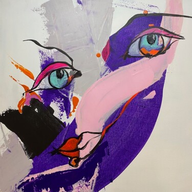 绘画 标题为“FEMME AU REGARD INQ…” 由Francoise Leblanc, 原创艺术品, 丙烯