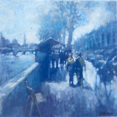 Painting titled "Rendezvous by the S…" by Svetlana Bellon, Original Artwork, Acrylic Mounted on Wood Stretcher frame