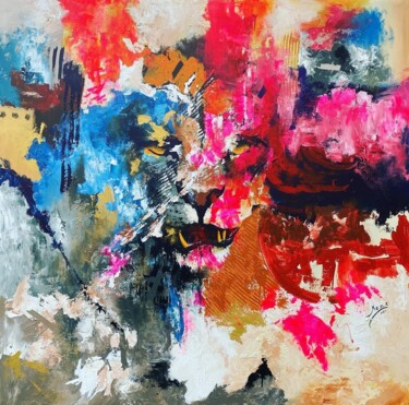 Painting titled "Clameur" by Keze, Original Artwork, Acrylic Mounted on Wood Stretcher frame