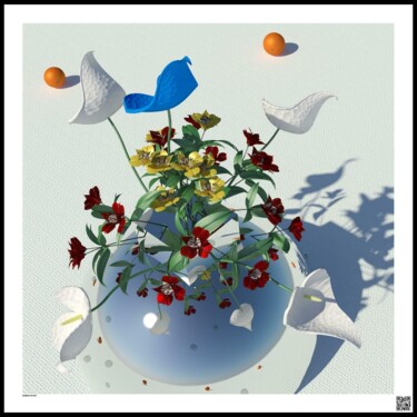 绘画 标题为“Flower bulb” 由Squarteds, 原创艺术品, 数字油画 安装在其他刚性面板上