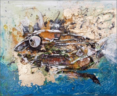 Peinture intitulée "PESCE DORATO" par Noemi Bolzi, Œuvre d'art originale, Acrylique