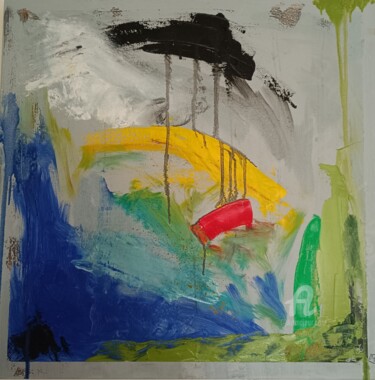 Les couleurs de l'olympisme art sport abstrait abstract Pintura titulada "Les couleurs de l'o…" por Marina Desportes, Obra de arte original, Oleo Montado en Bastidor de camilla de…