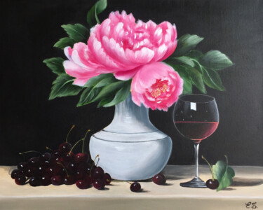 绘画 标题为“Cherries and Peonies” 由Edita Sarukhanyan, 原创艺术品, 丙烯