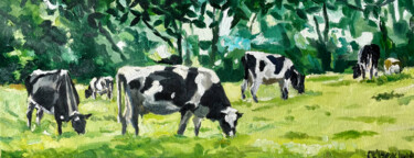 Peinture intitulée "Les vaches !" par Pascal Brachet, Œuvre d'art originale, Huile