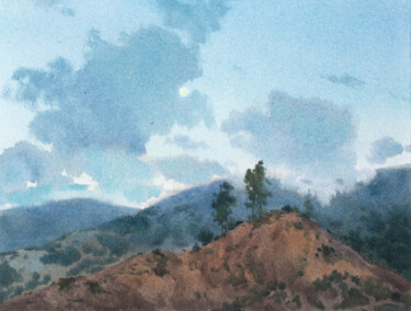 Malerei mit dem Titel "Full moon" von Ekaterina Lagutina, Original-Kunstwerk, Aquarell
