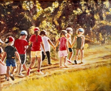 Peinture intitulée "Sur le chemin des v…" par Christel Alcala, Œuvre d'art originale, Huile Monté sur Châssis en bois
