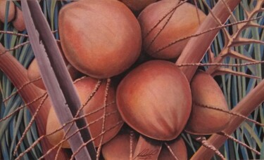 Pintura titulada "LUCKY COCONUTS" por Roberto Pittino, Obra de arte original, Acuarela