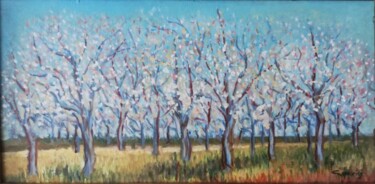 Painting titled "almendros en flor" by Luis Miguel Aparisi, Original Artwork, Oil