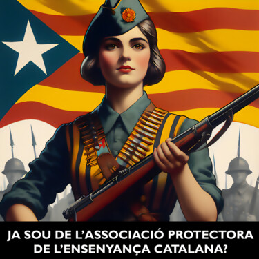 数字艺术 标题为“CATALÀ” 由Josep Domènech, 原创艺术品, AI生成的图像 安装在纸板上
