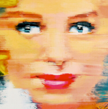 Girl With The Far Away Eyes #3 Pittura intitolato "Girl With The Far A…" da Gerry Chapleski, Opera d'arte originale, Olio Montato su Telaio per barella in…