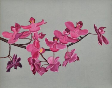 Painting titled "Orchid" by Tatiana Karchevskaya, Original Artwork, Acrylic Mounted on Wood Stretcher frame