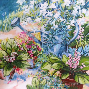 Au jardin d'Annie -2024 - Peinture intitulée "Au jardin d'Annie…" par Cathy Monnier, Œuvre d'art originale, Acrylique Monté sur Châssis en bois