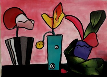 拼贴 标题为“Trois Vases” 由Marta Castellanos, 原创艺术品, 拼贴
