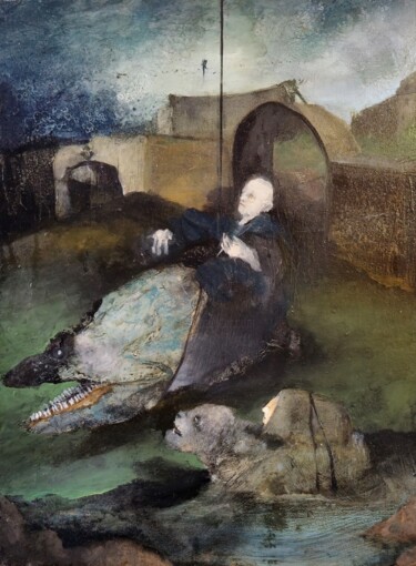 La visione del santo 绘画 标题为“La visione del santo” 由Sergio Padovani, 原创艺术品, 油 安装在木质担架架上