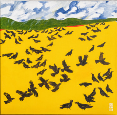 "Krähen auf abgeernt…" başlıklı Tablo Gunter Franke tarafından, Orijinal sanat, Akrilik