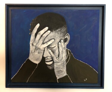 Peinture intitulée "D.M ( JoeyStarr )" par Frank Guillard, Œuvre d'art originale, Huile