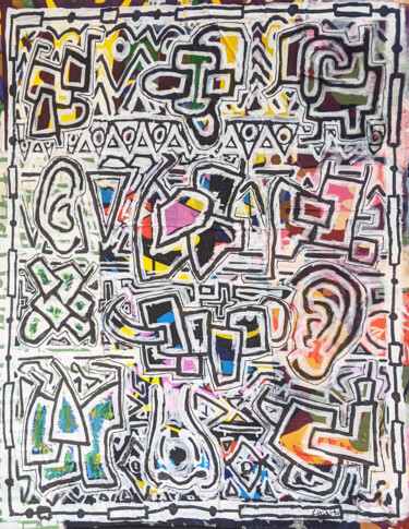 Schilderij getiteld "Awkward" door Claude Chautard, Origineel Kunstwerk, Marker
