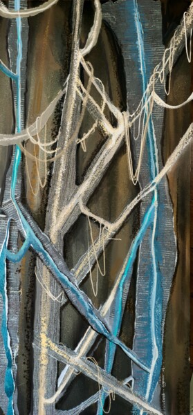 Painting titled "Ambre bleuté" by Carole Legeron, Original Artwork, Collages