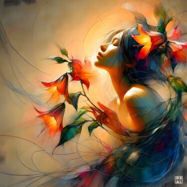 数字艺术 标题为“Le rêve en fleurs” 由Duy Nguyen, 原创艺术品, AI生成的图像