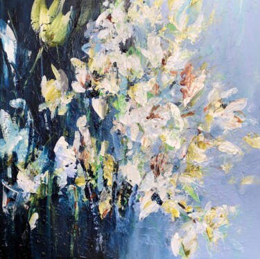 Painting titled "Magnolia Blossom" by Djamel Eddine Hafis, Original Artwork, Acrylic