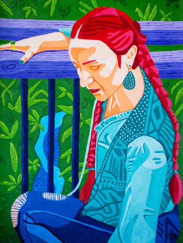 Painting titled "Hannah No. 14" by Randall Steinke, Original Artwork, Oil Mounted on Wood Stretcher frame
