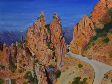 Painting titled "Les Calanques de Pi…" by Marie France Saunard (Rêves et couleurs), Original Artwork, Oil Mounted on Wood St…