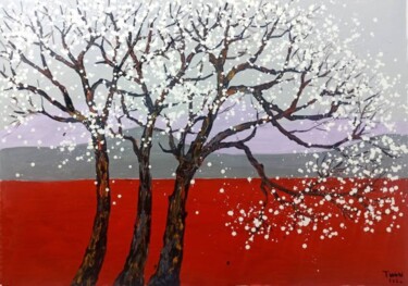 Spring trees landscape 1 Painting titled "Spring trees landsc…" by Anh Tuan Le, Original Artwork, Acrylic