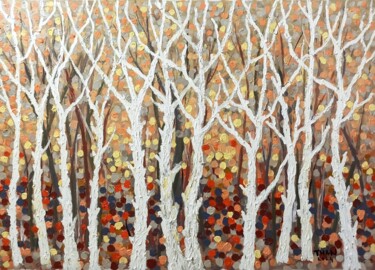 Painting titled "Automn trees" by Anh  Tuan Le, Original Artwork, Acrylic