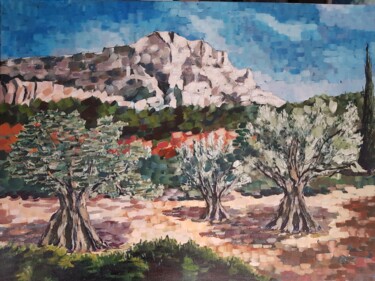Peinture intitulée "Oliviers à la Saint…" par Claude Bonnin, Œuvre d'art originale, Acrylique