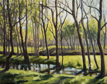 Spring Painting titled "Spring" by Tatiana Votkal, Original Artwork, Oil Mounted on Cardboard