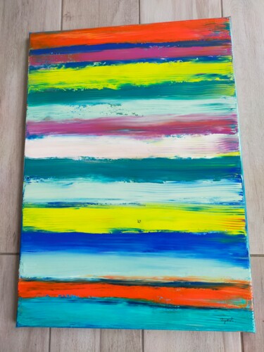 Painting titled "N°4 couleurs ." by Annick Ayoul, Original Artwork, Oil Mounted on Wood Stretcher frame