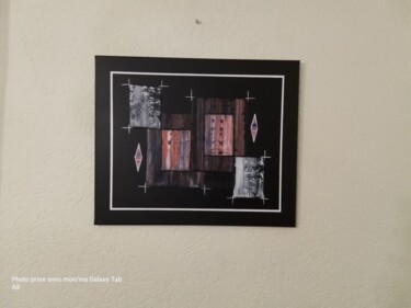 Painting titled "Abstraite 4" by Etienne Guérinaud, Original Artwork, Collages Mounted on Wood Stretcher frame