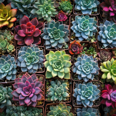 Arts numériques intitulée "Succulentes & Litho…" par Karine Garelli (Reds Robin), Œuvre d'art originale, Image générée par l…