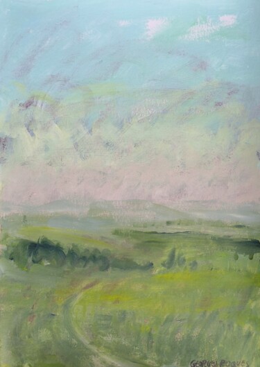 Schilderij getiteld "CHEMIN D'ETE 11" door Georges Roques, Origineel Kunstwerk, Acryl