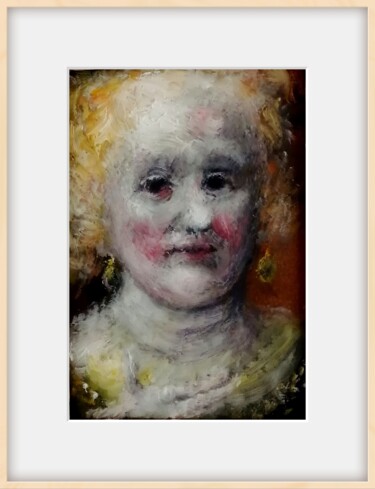 Rembrandt Inspired, Portrait d'une Vieille Femme Arrosée 绘画 标题为“Rembrandt Inspired,…” 由Amazeigh Bouzékri, 原创艺术品, 油